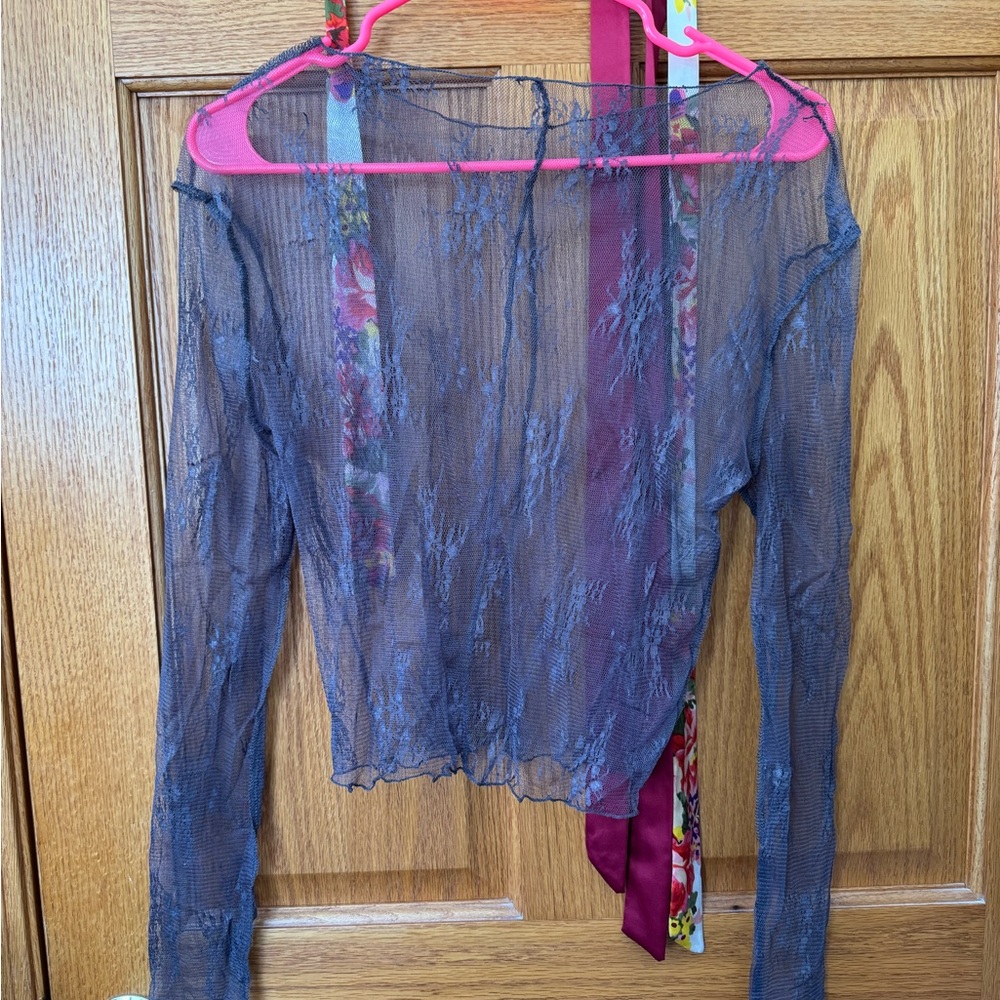 Elegant Sheer Lace Top - Grey